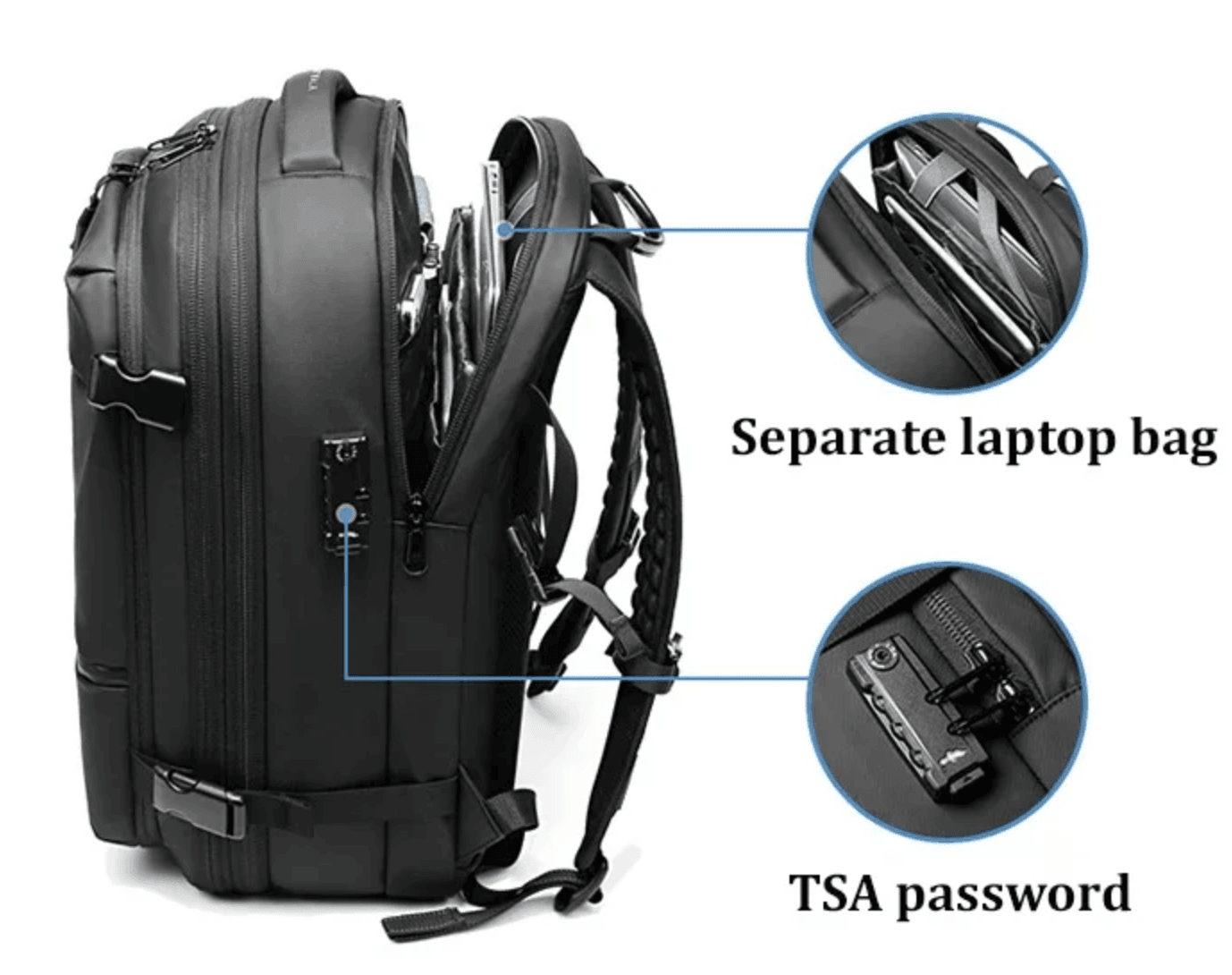 Travel backpack with laptop compartment