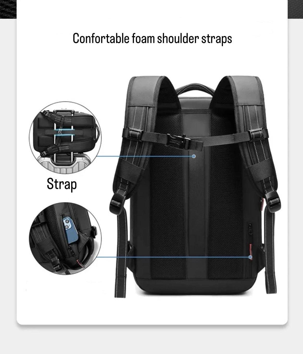 AirVac Backpack – Compact Vacuum-Sealed Travel Solution.