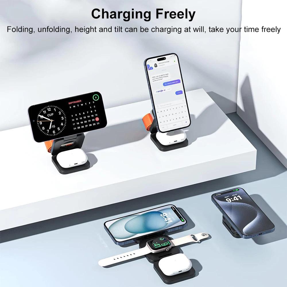 Alepeak 3-in-1 Foldable Magnetic Wireless Charging Stand