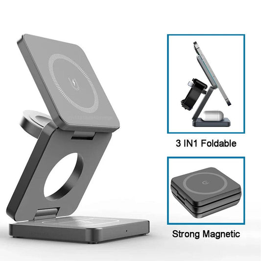 Alepeak 3-in-1 Foldable Magnetic Wireless Charging Stand