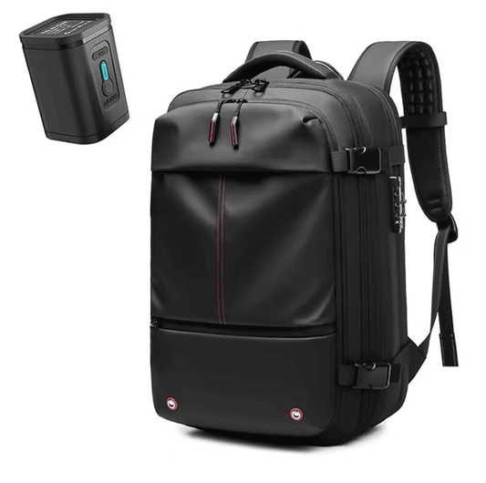 Vaccum compression Travel backpack in black